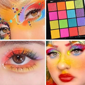 16 Colors Eyeshadow Palette Matte Shimmer Texture Well Pigmented Color Bomb Eyeshadow Red Green Blue Purple