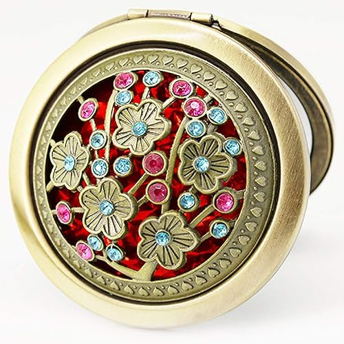 Miniatura 5 de BaoST Espejo compacto plegable de mano con flores huecas, estilo vintage, de mano, redondo, de doble cara, para recuerdos de boda, al azar