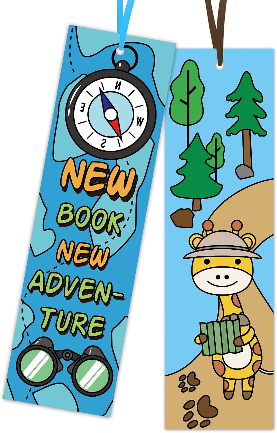 ANGOLIO Camping Party Coloring Bookmarks - 150P Color Own Camp Bookmarks Kids DIY Blank Crafts Party Game Prize Art Craft Big Pack Supplies Back to School Book Fillers Classroom Read Club Rewards