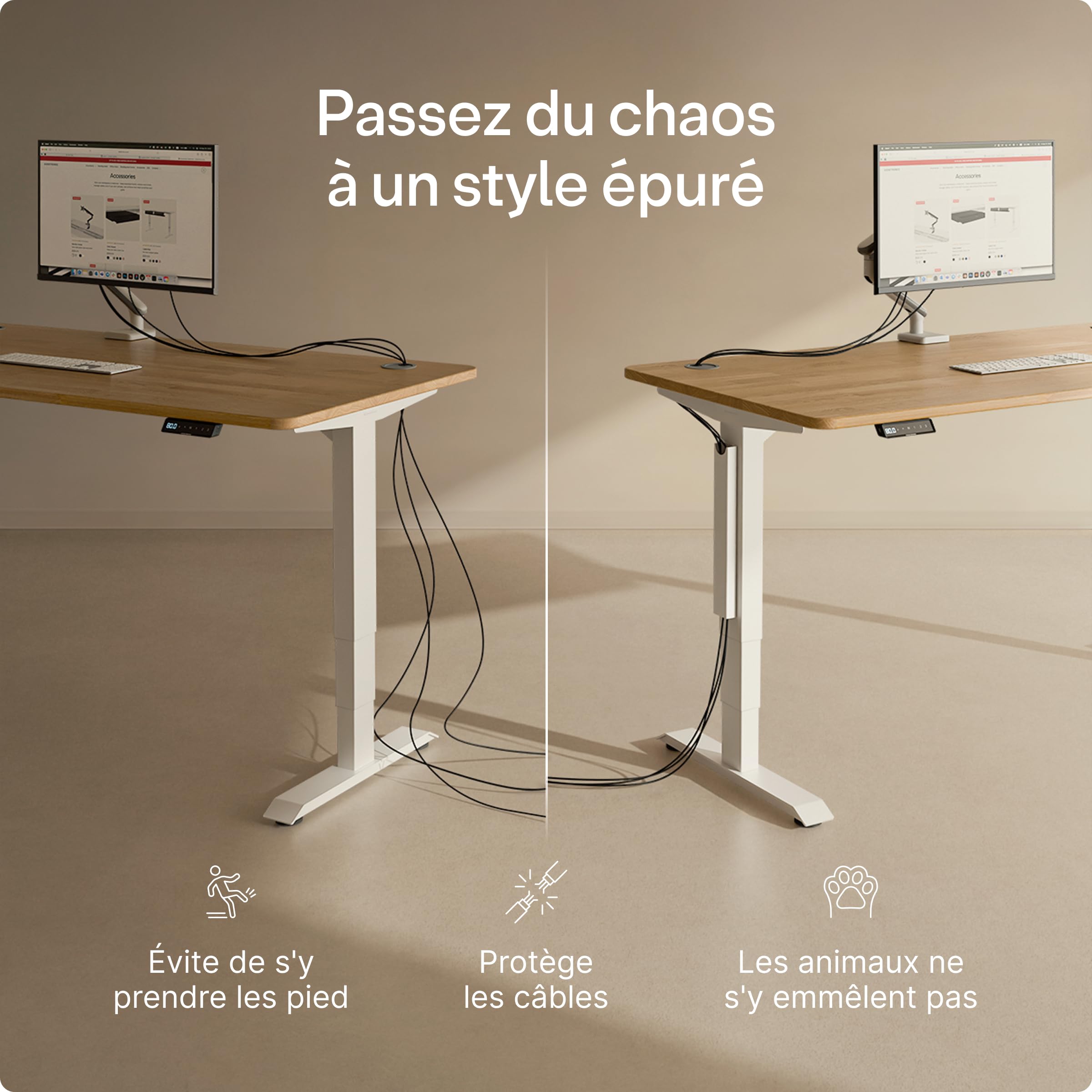 Plateau magnétique de Gestion des câbles – Goulotte en Acier Inoxydable avec Fixation magnétique – Organisation sur Le Bureau et sous Le Plateau – Organisateur de câbles par Desktronic
