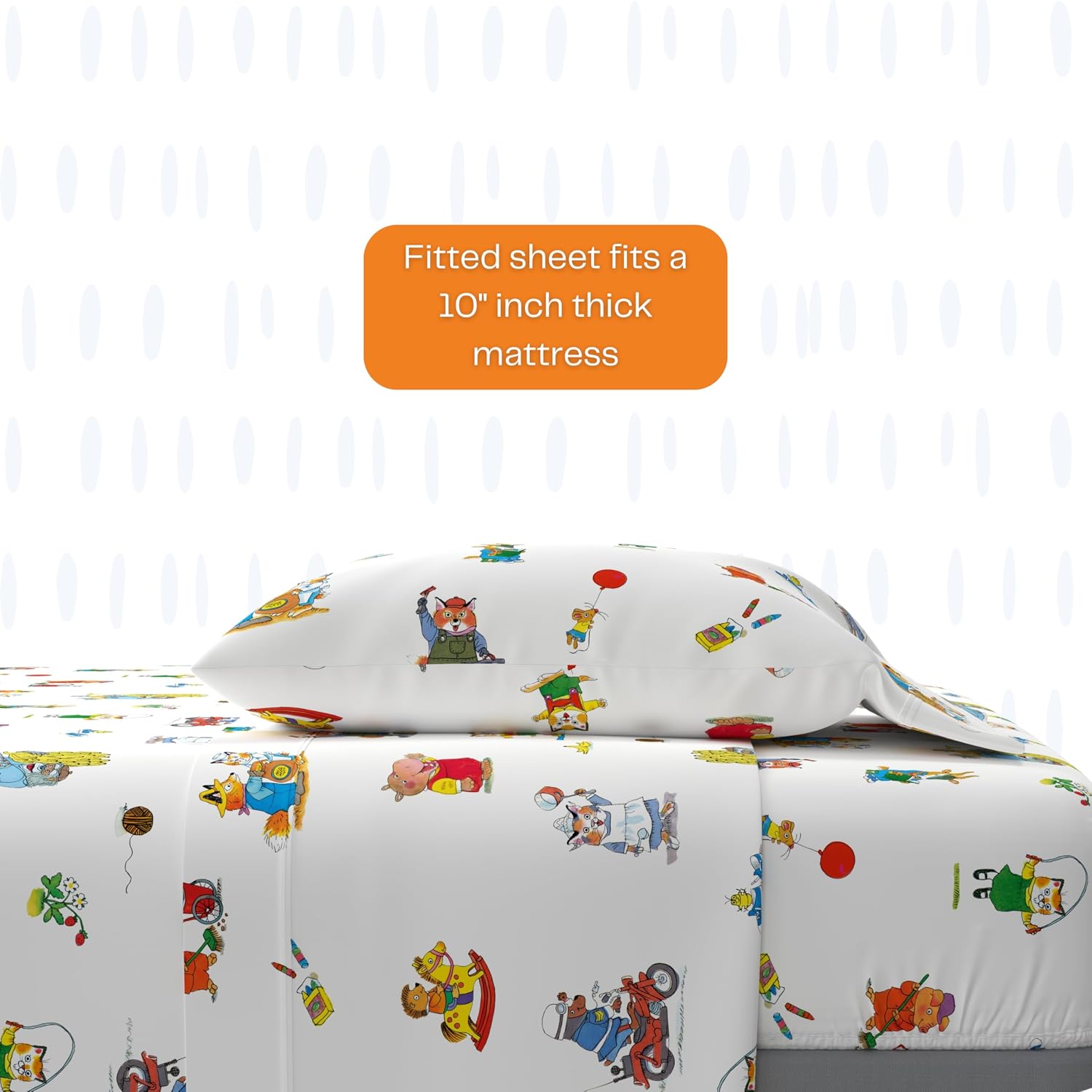 Richard Scarry's Cars & Trucks Book Kids Bedding Set, Twin Size, 4-Piece Super Soft Cozy Reversible Comforter & Sheet Set (Officially Licensed Product) by Franco