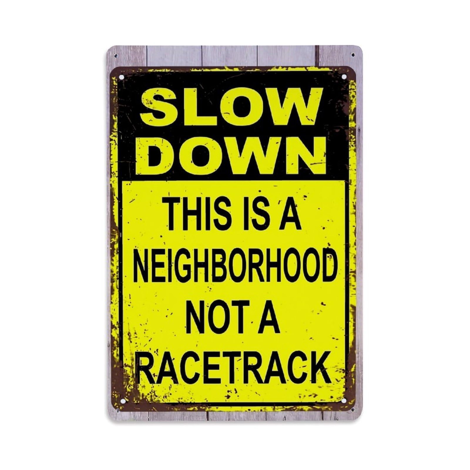 Jdyaojiesheng Vintage Slow Down Neighborhood Not Racetrack_1 Tin Sign Retro Metal Wall Decor Metal Poster, Home Bar Garage Farmhouse Cafe Wall Art Decoration 8X12inches