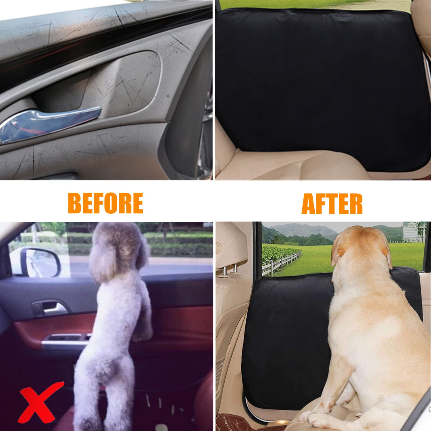 Couverture de Protecteur de Chien pour Porte de Voiture Housse de Protection pour Chien Animaux Réglable, Protection de Porte de Voiture Imperméable Couverture de Véhicule Chiot Voyager (Noir)