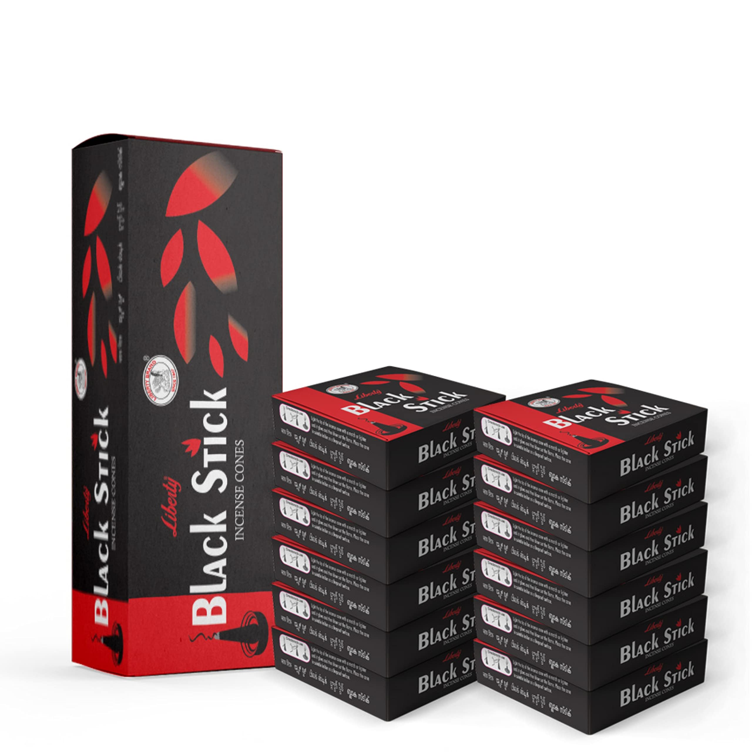 LIBERTY Black Stick 100% Eco Friendly Natural Fragrance Low Smoke Charcoal Free Long Lasting Incense Dhoop Cones - 15 Cones Box, Pack of 12 (B097RN5S5B) Amazon Price History, Amazon Price Tracker