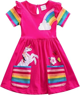 CuteOn Princess Dress for Toddler Baby Girls Rainbow Tutu Dress
