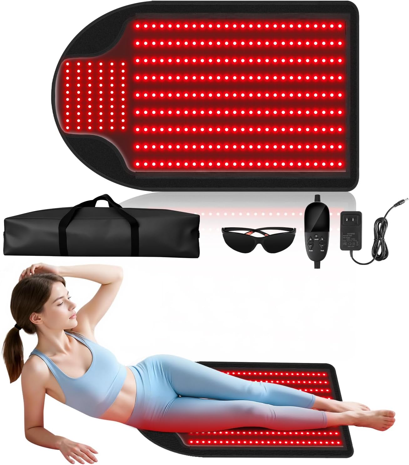 Body Red Light Therapy Mat,Compact LED Light Mat for Indoor Use, 330 LEDs, 40.5 × 23.5 in Foldable Design