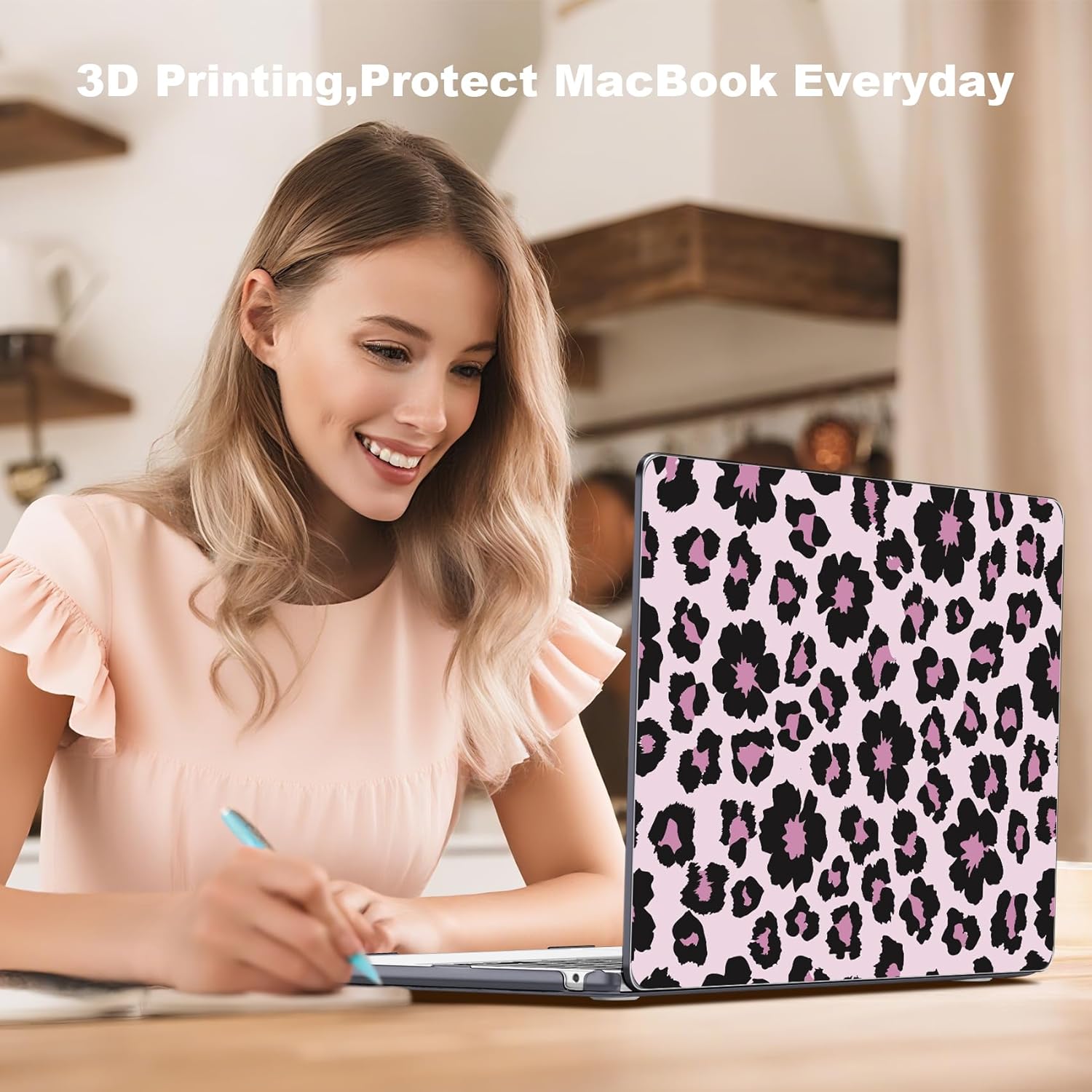 Teryeefi Case for 2022-2025 MacBook Air 13 M4 M3 M2 Fit Model A3240/A3113/A2681, Laptop Hard Shell with Keyboard Cover Trackpad Film for MacBook Air 13.6", Leopard Print Floral