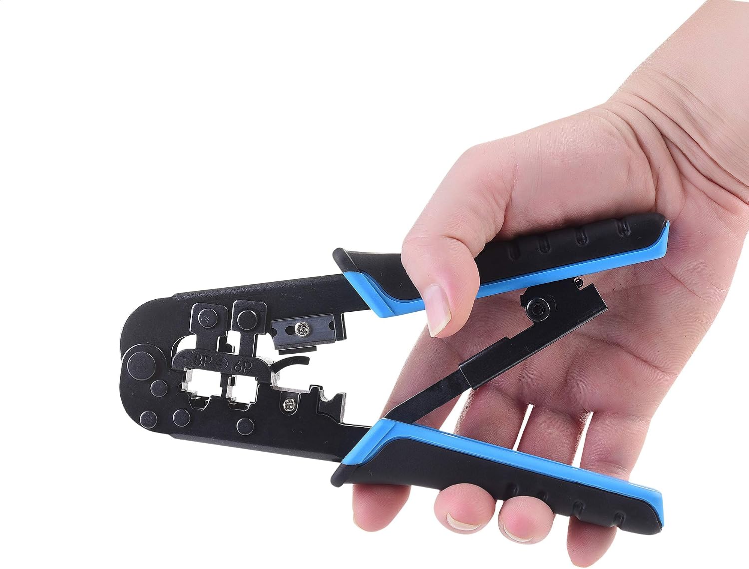 Cable Matters Modular RJ45 Crimp Tool (Ethernet Crimper) with Built-in Wire Cutter and Stripper - 10-Pack Cat6 RJ45 Connectors Included