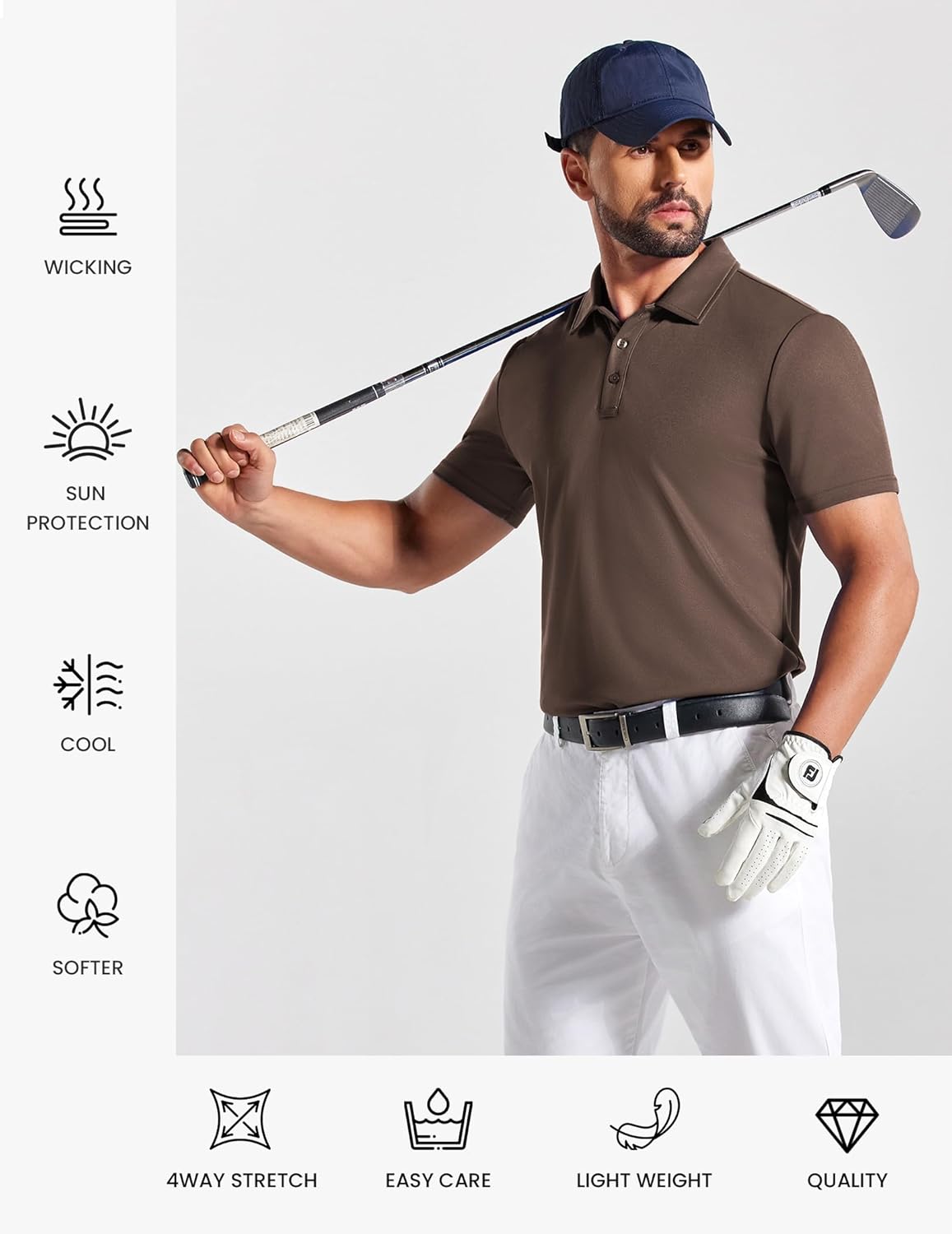 COOFANDY Men's Polo Shirts Short Sleeve Pique Jersey Golf Shirt Casual Summer Collared T-Shirts - Image 4