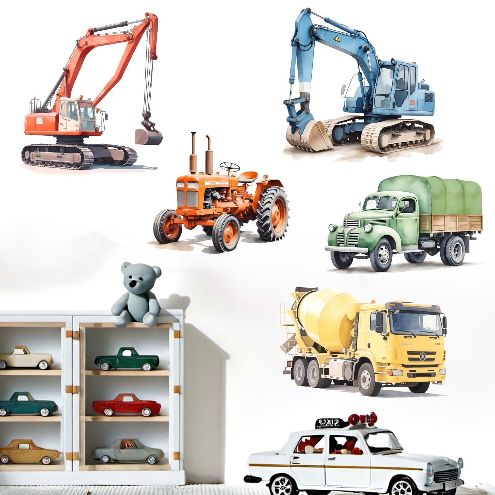 Construction Car Wall Stickers for Boys: Peel and Stick Wall Decals for Kids Room Boy Bedroom Nursery Playroom - Image 3