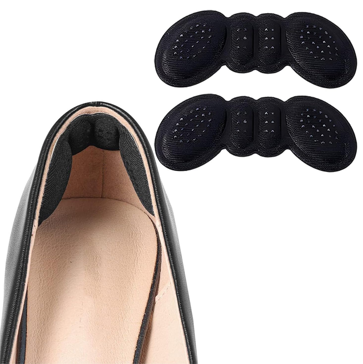 NIGHTSTAR Heel Pads for Shoes Combo | Anti-Slip Heel Grips Liner Cushion Inserts for Loose Shoes | Shoe Bite Protector | Height Increase Insoles & Size Adjuster | Triangle, Pentagon for Men & Women (4 Cushion – Black)-image-8
