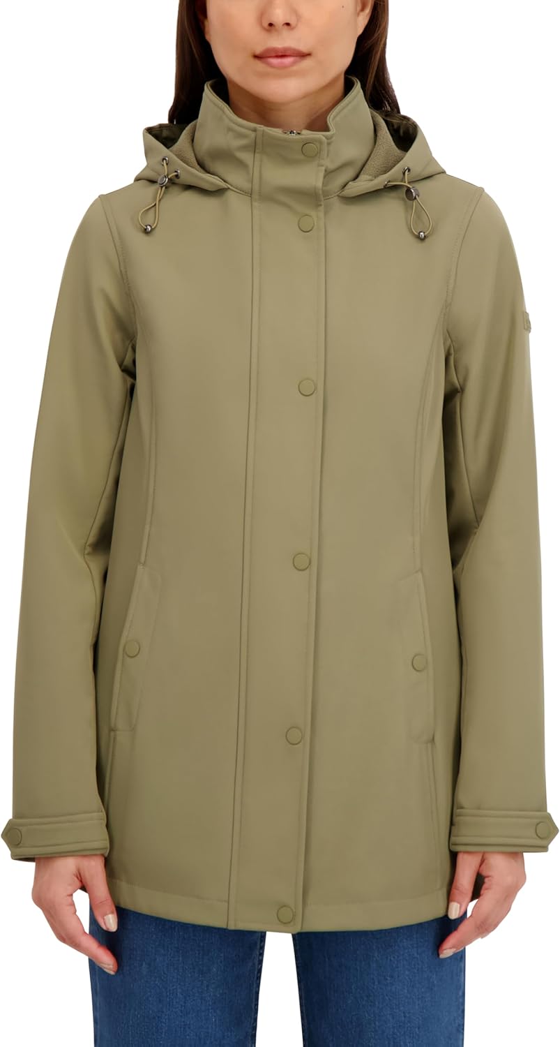 HFX Women's Performance Softshell Jacket – Wind & Water-resistant Fleece Lined Transitional Coat, Hi-low Hem