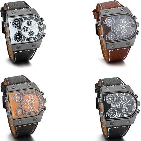 Jewelrywe Orologio da Polso da Uomo, Orologio Militari Grande,Multi  Quadranti, Cinturino in Cuoio,4 Colori da Scegliere : Amazon.it: Orologi