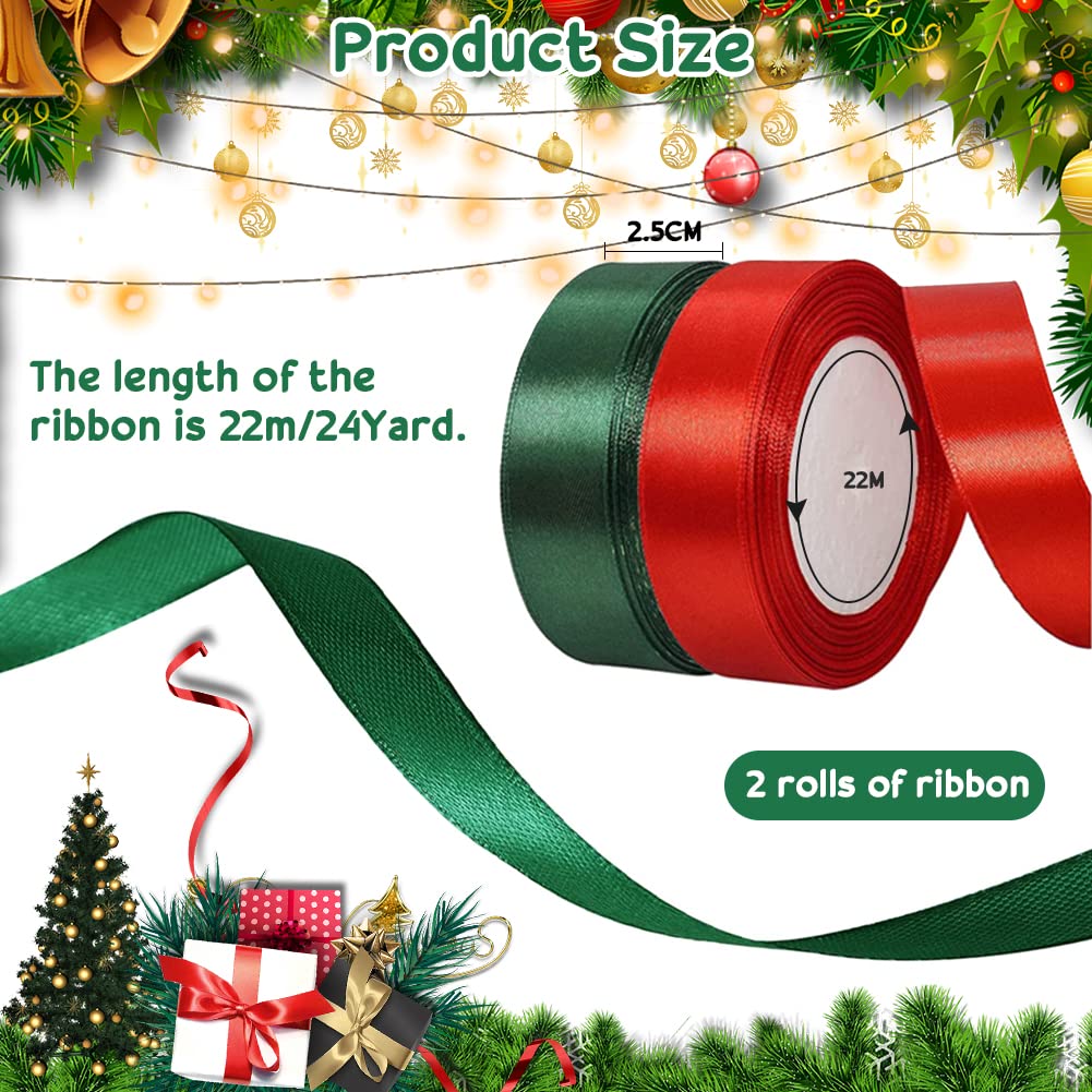 Dark Green Satin Ribbon 1-1/2 Inch X 25 Yards Forest Christmas Wreaths Bows - View #11