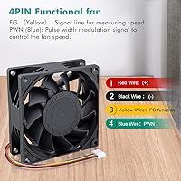 Vista 3 de Wathai 80mm x 25mm PC Computer Case Fan PWM 12V 4Pin Fan High Static Pressure for Server Box Enclosure CPU Cooler Cooling