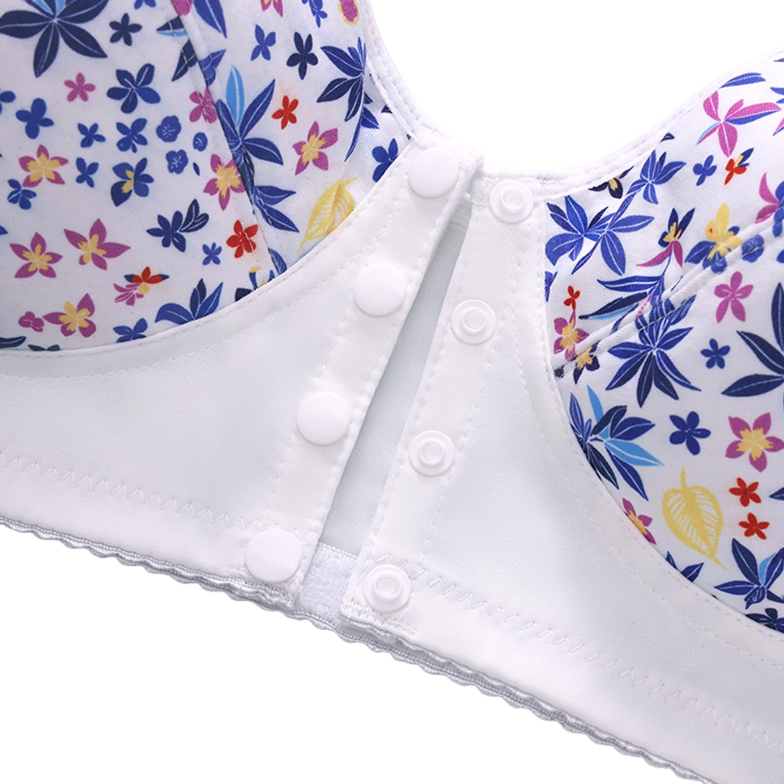 Sujetadores Broche Delantero Mujer Pack De 4 Sujetador Cierre Delantero Sin Aros Talla Grande Espalda Ancha Sujetadores Sin Aros Comodos Estampado Floral Uso Diario