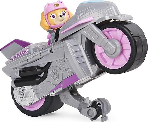 Miniatura 34 de Paw Patrol, Moto Pups Deluxe de Marshall, vehículo de motocicleta de tracción que hace piruetas, figura de juguete