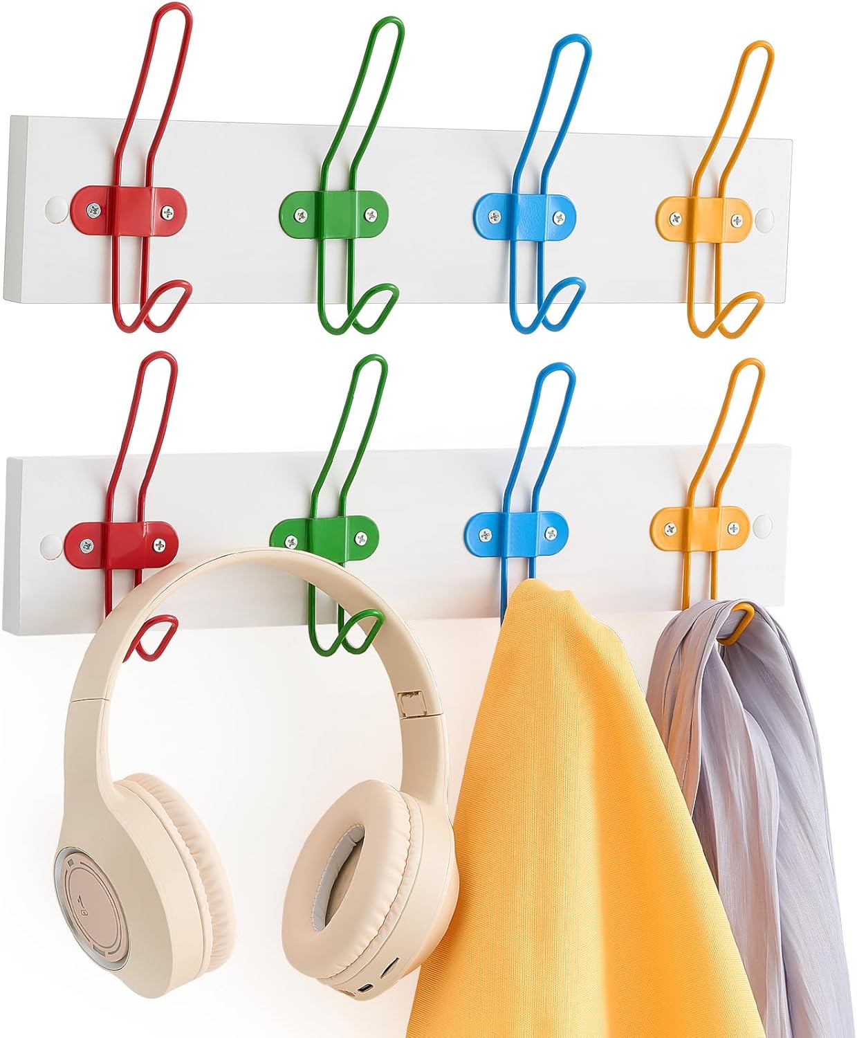 Suzile 2 Pcs Wall Mounted Kids Coat Rack Cute Kids Wall Hooks Backpack Hanger for Towels Hats Bedroom Playroom Bathroom Classroom Room Decor(Hook Style,15.7 x 2.7 x 2 Inch)