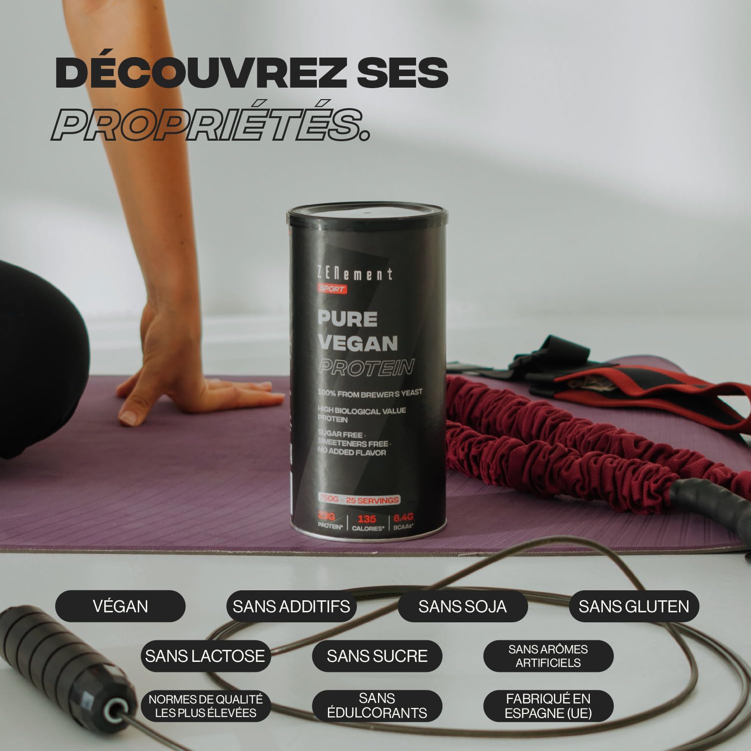 Protéine Végétalienne de Levure de Bière - Riche en Protéines - Assimilation Facile - Sans Sucre ni Édulcorants, Sans Gluten, Sans Arômes Ajoutés - 750 g - Zenement