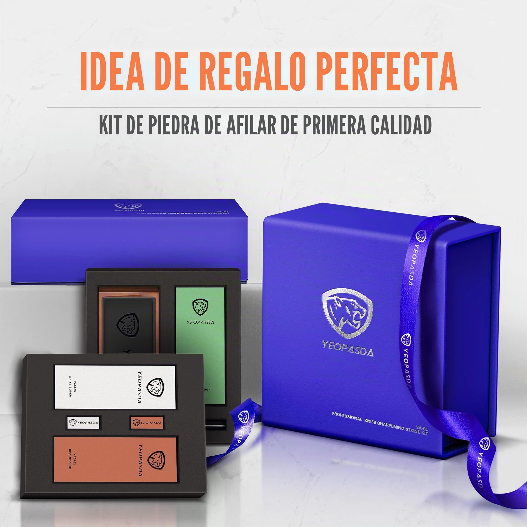 YEOPASDA Kit de piedra afiladora de cuchillos extra grande, grano de 3 lados más grueso, piedra húmeda 400/1000/6000, juego de piedra afiladora de cuchillos con base de madera antideslizante, guía de