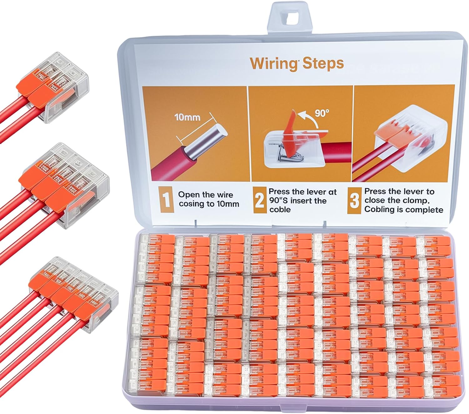 75-Piece Cable Connector Set with Lever Lustre Terminals Pluggable 2/3/5-Pin Cable Clamps Electric up to 4 mm  for Fixed and Flexible Conductors Connection Clamp for Home Installation