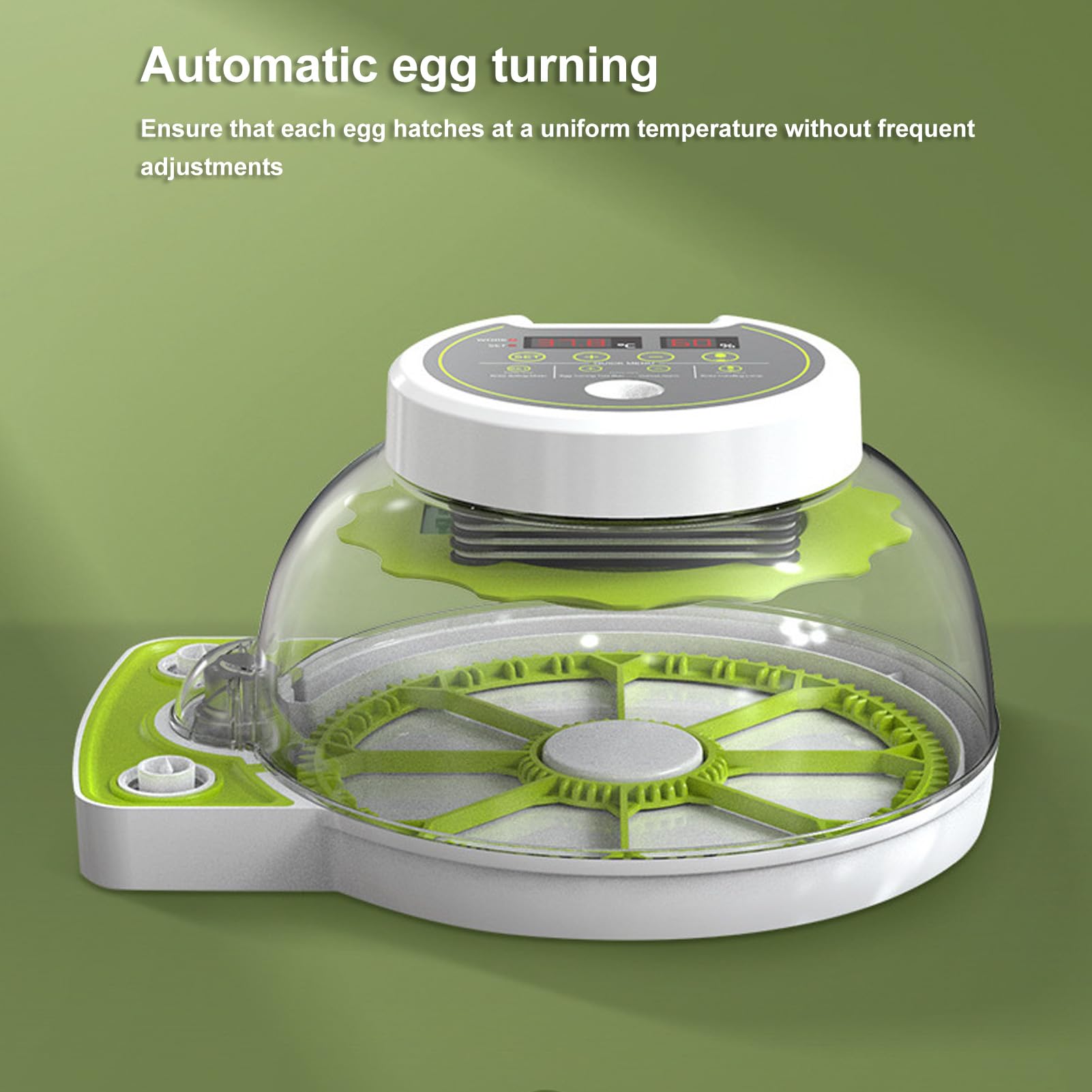 Incubatrice automatica per uova, temperatura e umidità stabili, Candele per uova integrate, Sistema di approvvigionamento idrico esterno, Turner automatico trasparente per uova di pollo, anatra, oca