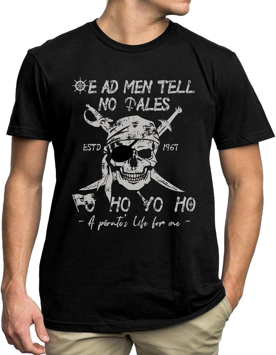Pirate Shirt Mens Skeleton Shirt Skull and Crossbones Tshirt Family Trip Short Sleeve Tee Tops