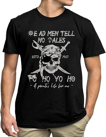 Pirate Shirt Mens Pirate Costume Shirts Skeleton Skull Graphic Tee | Pirate Cruise Shirts,Men Halloween Tshirt,Promble Solved Print,Help Me Graphic Tees,Bloody Shirt for Men,Crossbones Graphic