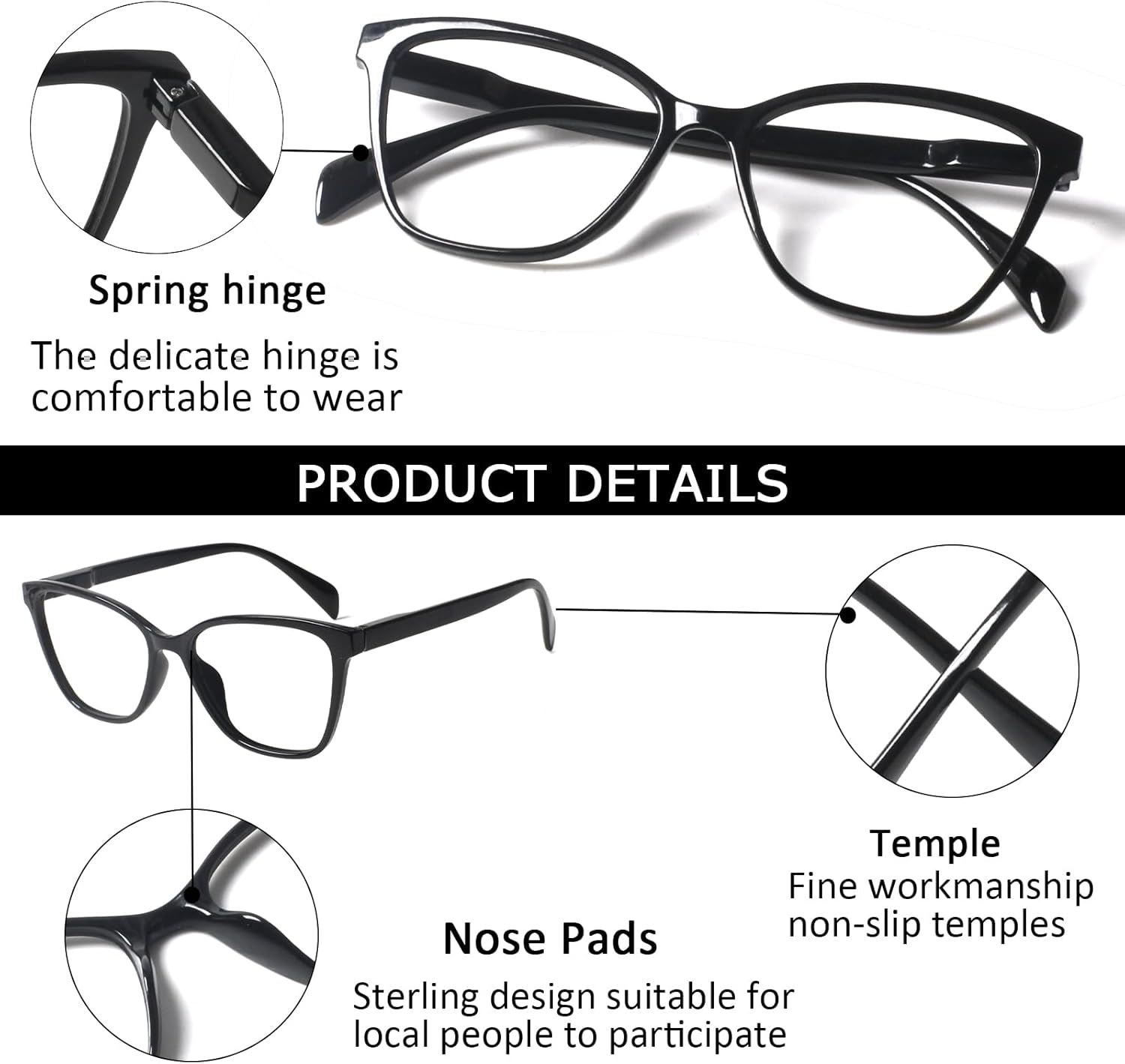 4 Pack Progressive Multifocus Reading Glasses for Women Men Blue Light Blocking Readers with Spring Hinge - Image 3