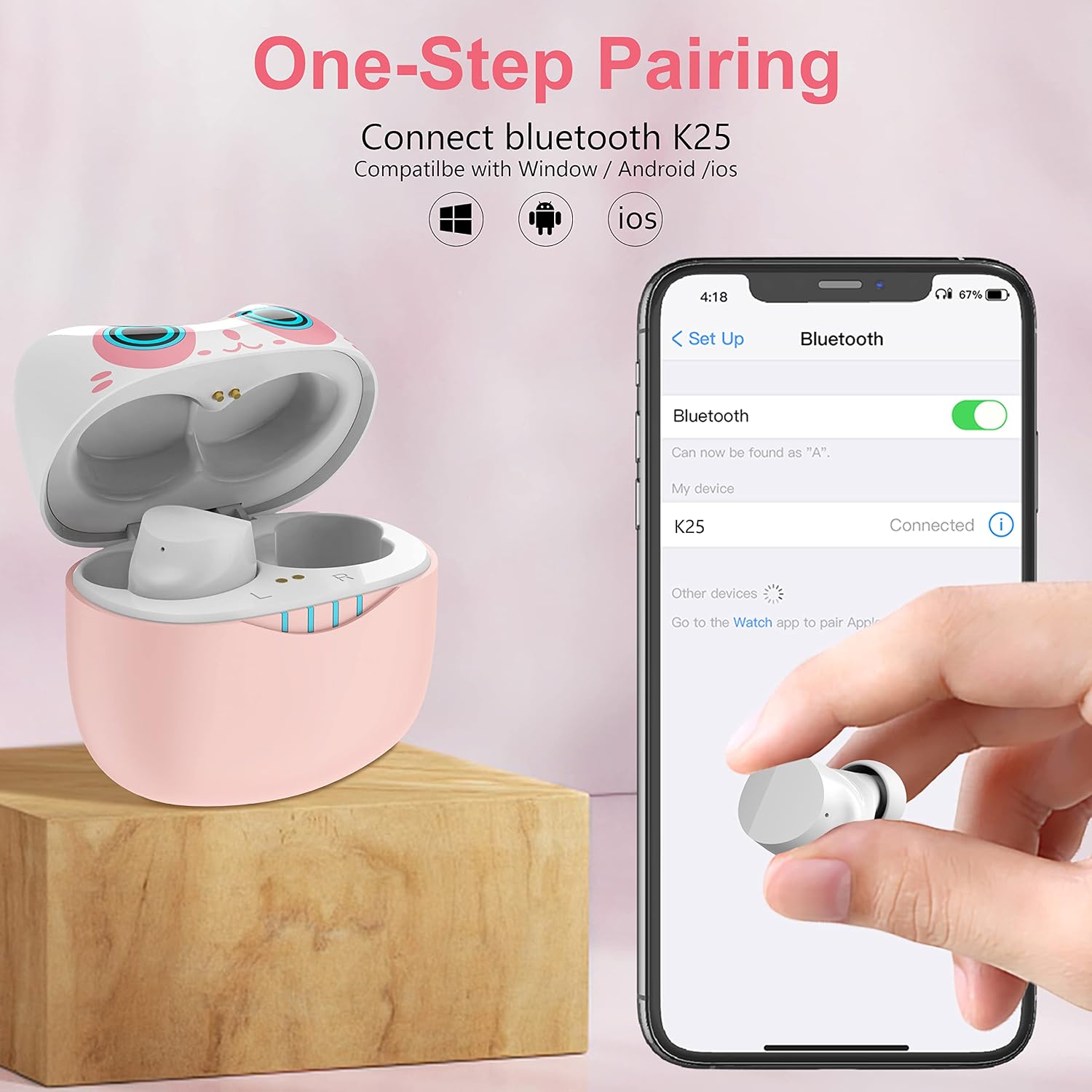 Personalised wireless earbuds bluetooth,earbud headphones for kids,with 36 hours of playtime,Touch controls Built-in microphone for calls IPX5 waterproof High-fidelity sound,for sports/gaming - Image 4