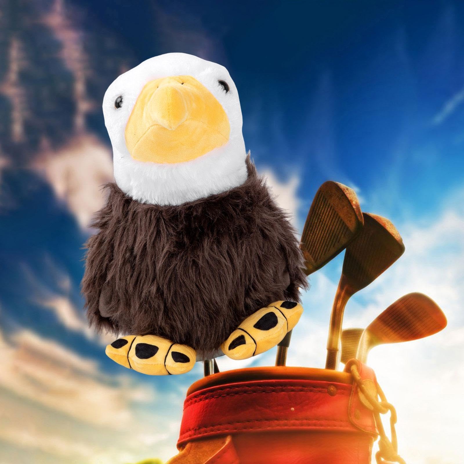 Milageto Eagle Plüsch Driver Head Cover Golfschläger-Kopfbedeckung, entzückender universeller Cartoon-Schlägerkopfschutz für Training Parks Outdoor, Kratzfest, Zubehörschutz, Geburtstage für Freunde
