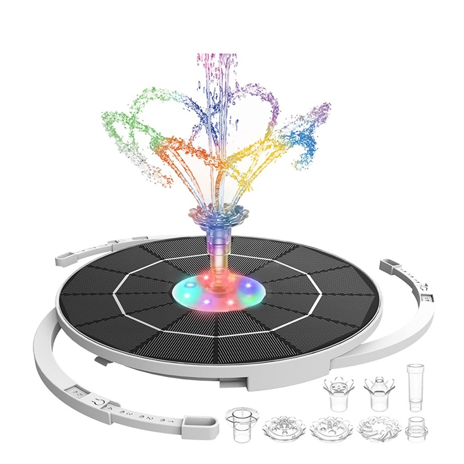 5.5W LED Solar Fountain, Water Fountains with 3000mAh Battery 6 Nozzles, for Bird Bath, Garden and Outdoor,etc Efficient Use Of Energy