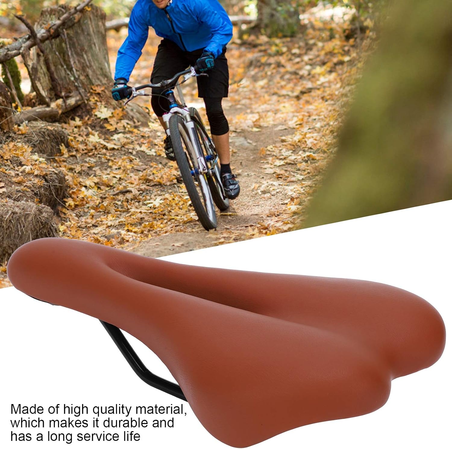 Keenso Saddle Seat, Soft Comfort Mountain Bike Seat with Shockproof Cushion, Thick Hollow Design for Long-Distance Cycling, For Mountain, Road, and Gravel Biking