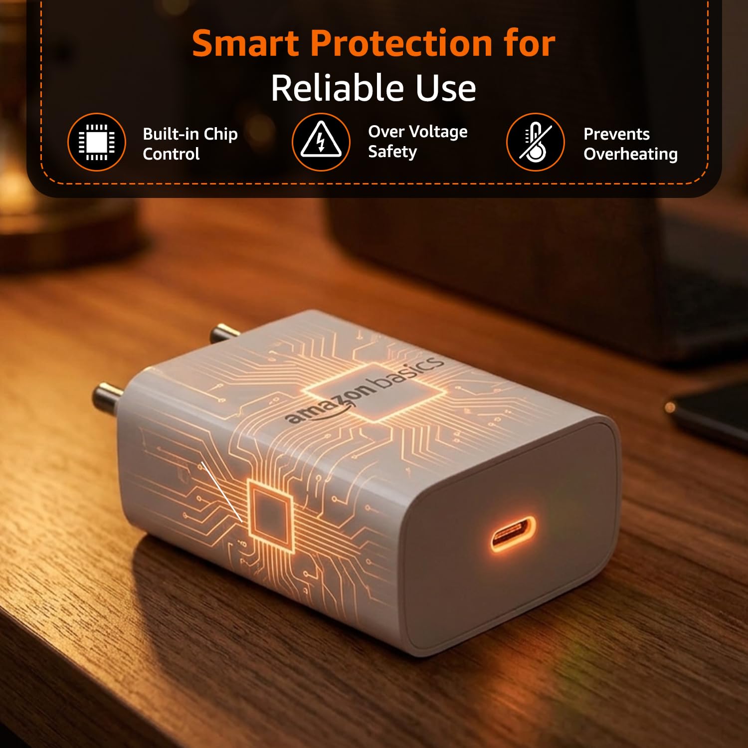 Amazon Basics 25W Compact Wall Charger | Type-C Fast Charging Adapter for Samsung, Xiaomi Phones and iPhone (White, Without Cable) 2
