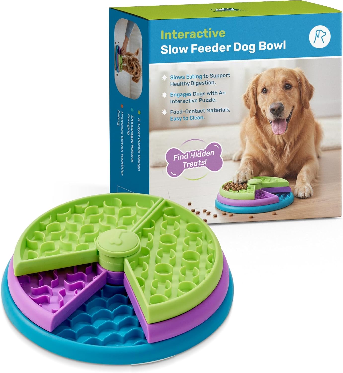 BelleBête & Co. Three-Layer Maze Pet Slow Feeder Dog Bowl – Interactive Puzzle Design, Mindful Dining Series with Food-Grade Material & Non-Slip Base for Mental Stimulation & Digestive Health | Violet