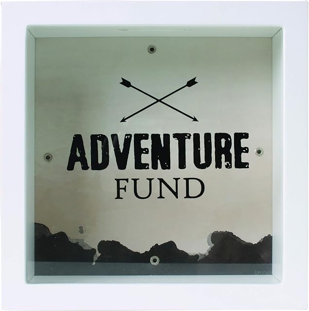 Splosh Adventure Fund Change Box Gift Square Glass Front To See Savings Inside