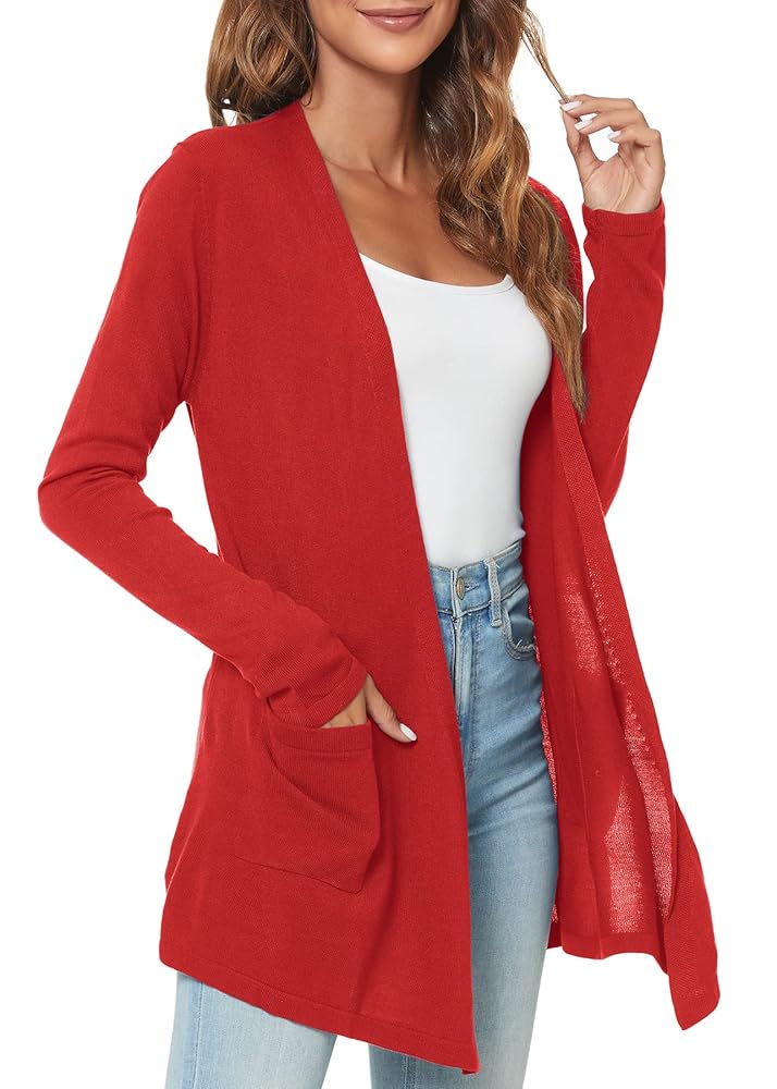 Women's Long Sleeve Open Front Lightweight Cardigan Sweaters