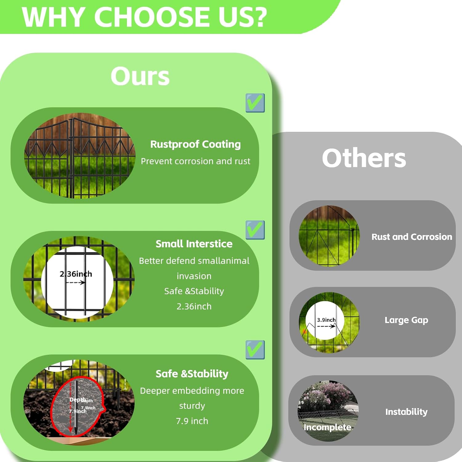 12 Panels Tall Garden Fence with Gate - 32in(H) x 27ft(L) No Dig Dog Fence | Rustproof Metal Animal Barrier & Garden Border | Reusable Durable Decorative Fence Panels for Yard, Black