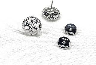 Tory Burch ロープ ロゴ スタッド イヤリング 136618 シルバー 022, 真鍮, シルバー