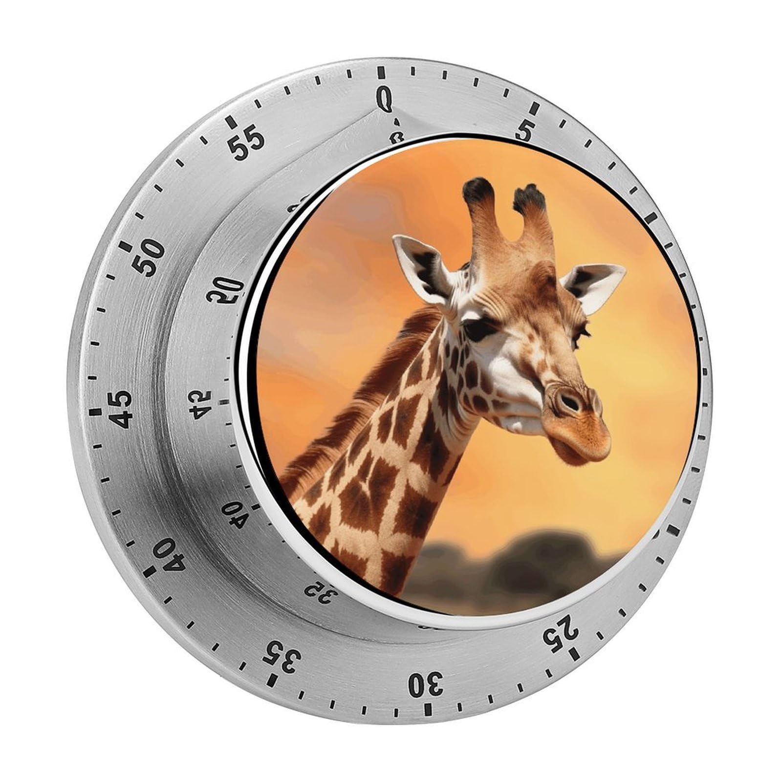 Giraffe Timers Kitchen Chef Cooking Timers Portable Countdown Alarm Loud Countdown Clock Waterproof Stainless Steel Timer Compact 60-Minute Mechanical Timer Daily Use