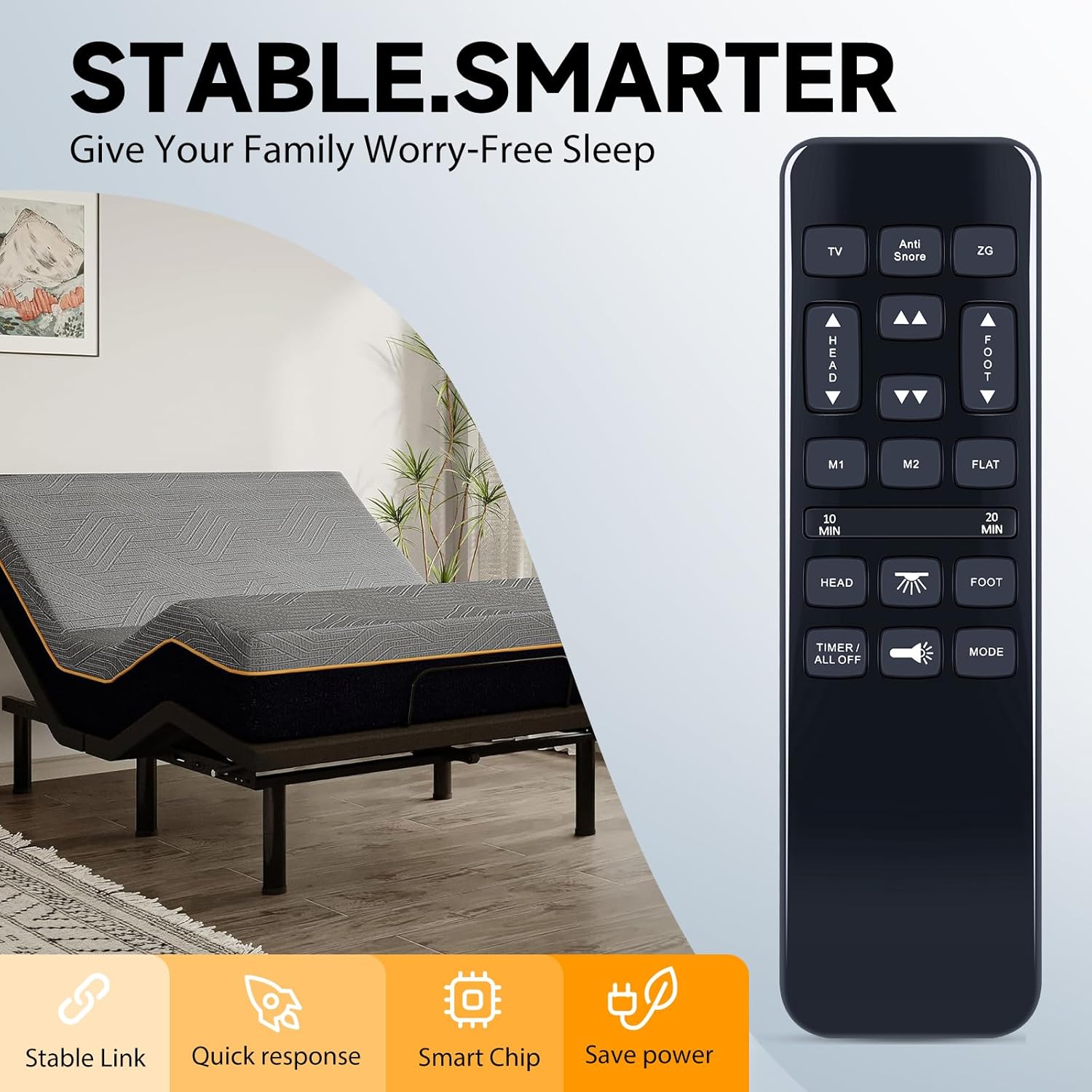 HJH55 Replacement Remote Control for Richmat HJH55, Wayfair Sleep NU203, Tech Bedtech BT-3000, TrueMotion 1000 TM1000, Ashley M9X842, iFlex 470, Mattress Firm 600 3000 Adjustable Bed Base