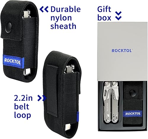 Miniatura 6 de Multiherramienta, alicates multiherramienta 19 en 1 con mango chapado en titanio, bloqueo de seguridad, herramienta EDC ligera y funda de nailon