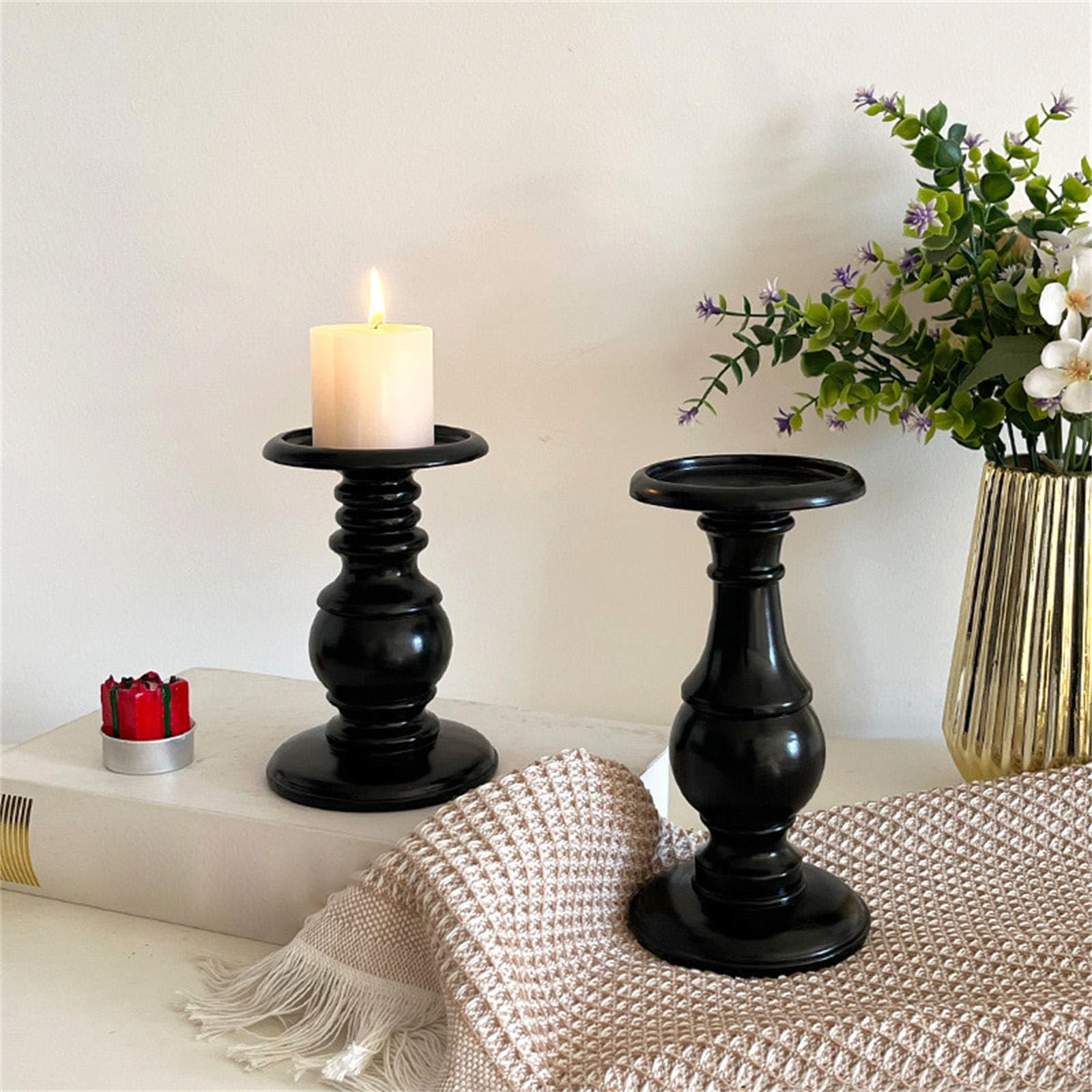 Amazon.co.jp: 黒のキャンドルホルダー装飾燭台キャンドルスタンド