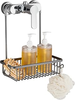 Estanteria Ducha, Estantería Baño Sobre Grifo, Estanteria Baño sin Taladro Estante Ducha Gris