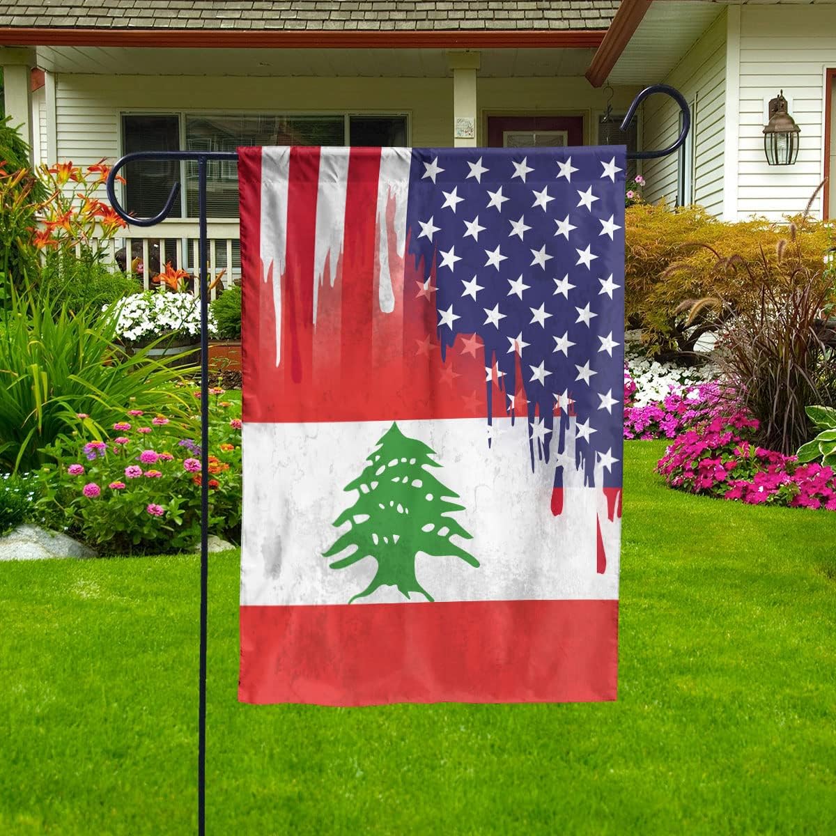 Flags Lebanonese American Flag Friendship USA Lebanon Root House Flag (29.5" x 39.5")-USA Flags Premium Polyester-Decorative Indoor Outdoor Flag