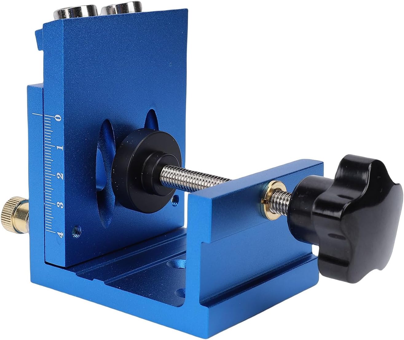 Eujgoov Pocket Hole Jig Kit, 15 Angled Drill Guide with Dual Scale Slider and 2 Ti Coated Step Drill Bits, for Cabinet Furniture Woodworking in Hardwood Softwood MDF 12mm to 45mm