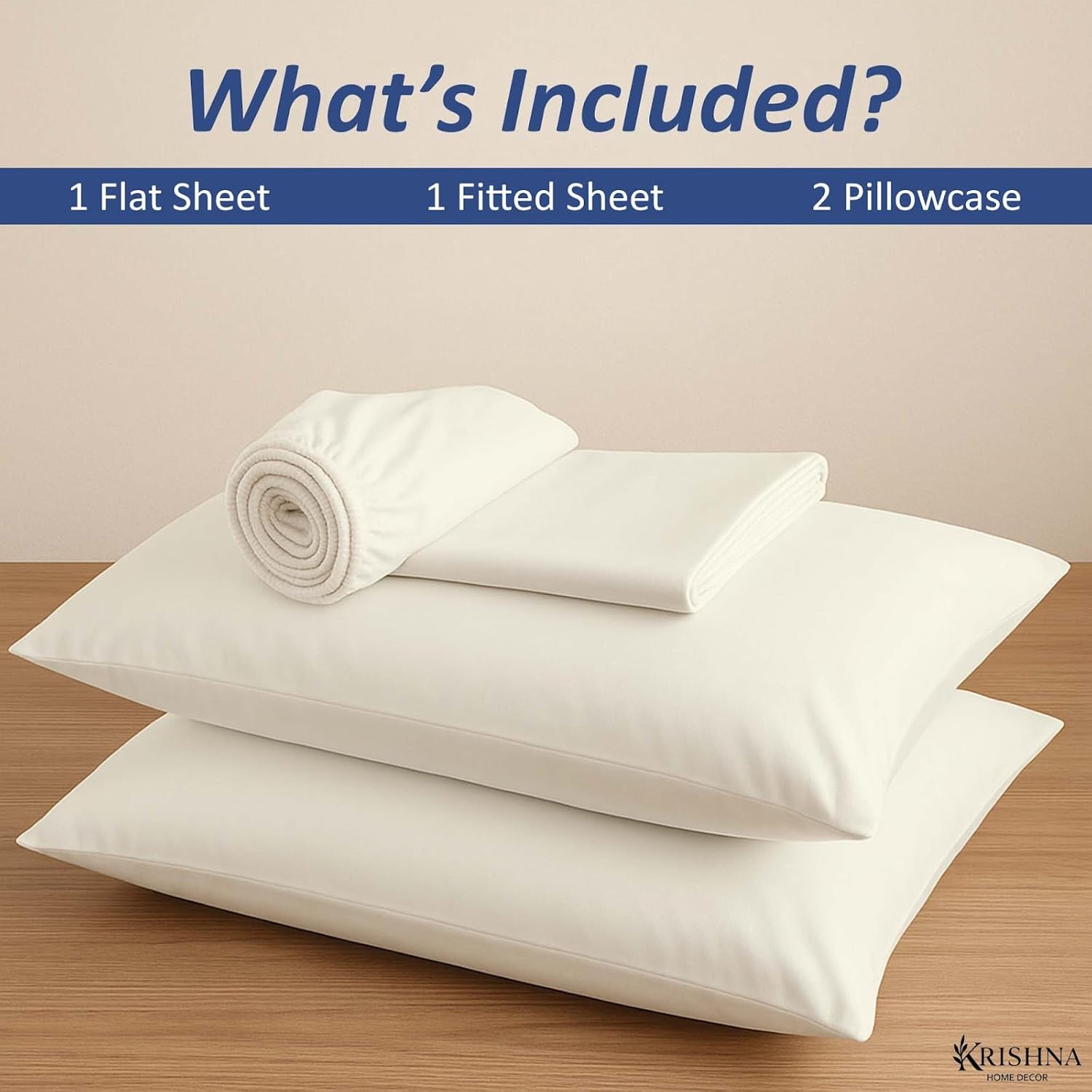 KRISHNA Premium Rv Sheet Set 42"x80" Inch Truck Size, 100% Microfiber Soft, Breathable, Bed Sheets for Campers, Motorhomes & Travel Trailers Fits Mattresses up to 8" Deep, Ivory Solid