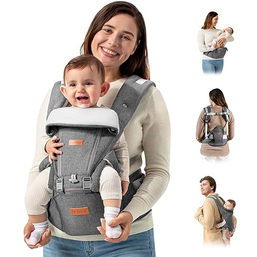 besery - Portabebés de cadera con soporte para la cabeza, portabebés con asiento, portabebés para niños, mochila de senderismo para mamá, papá,