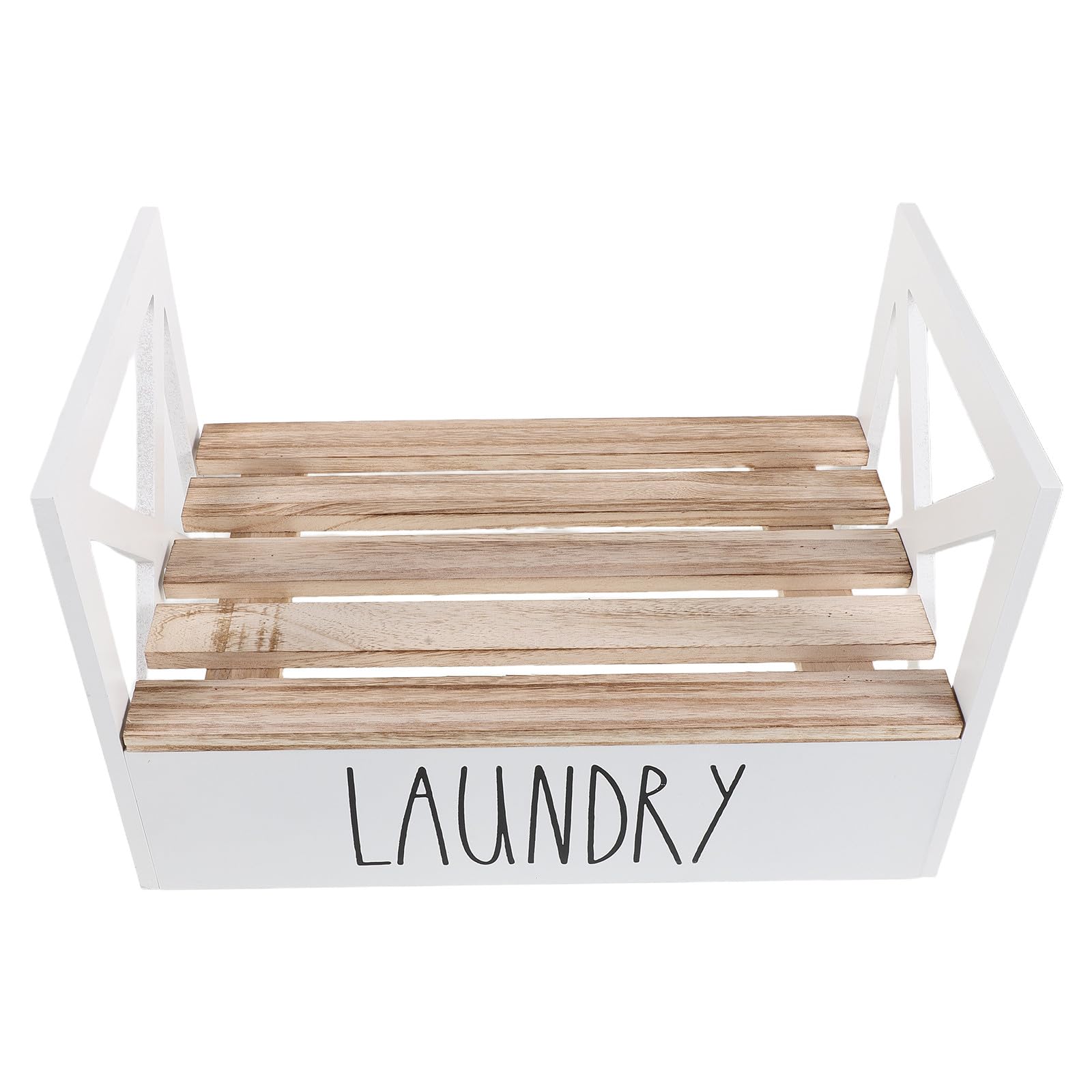 Support en bois blanc pour détergent liquide et rangement buanderie étroite