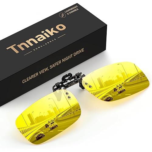 Night Driving Glasses Clip-on Flip Up Metal Clip Rimless Night Vision Glasses, Anti Glare HD Polarized Glasses